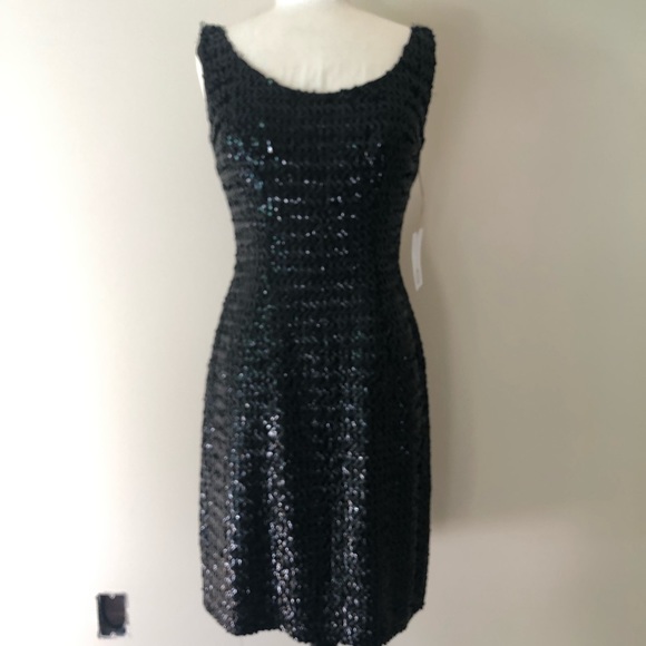 Vintage 1960s Black Sequinned Wiggle Dress - Picture 1 of 4